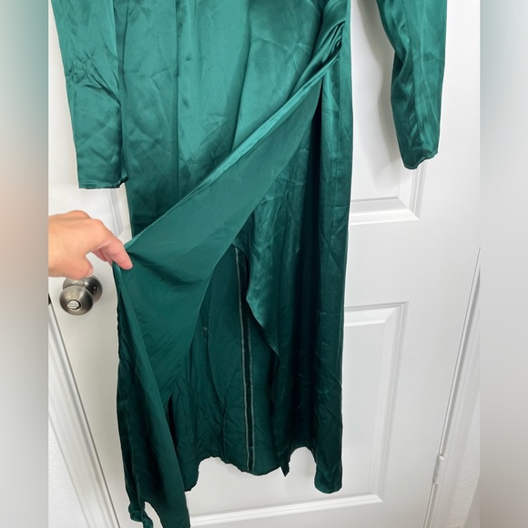 Reformation Carmelina Silk Dress Dark Green Size 12 NWT - Picture 10 of 16